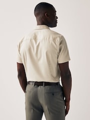 Neutral Brown Slim Fit Trimmed Formal Short Sleeve Shirt - Image 2 of 7