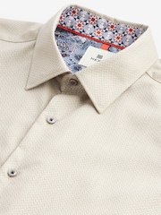 Neutral Brown Slim Fit Trimmed Formal Short Sleeve Shirt - Image 6 of 7