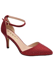 Ravel Red Satin & Diamante Court Shoes - Image 1 of 4