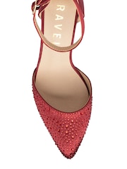 Ravel Red Satin & Diamante Court Shoes - Image 4 of 4