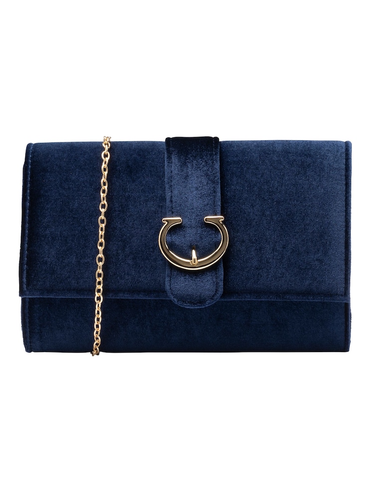 Ravel Blue Clutch Bag with Chain - Image 1 of 4 Ravel Blue Clutch Bag with Chain - Image 1 of 4