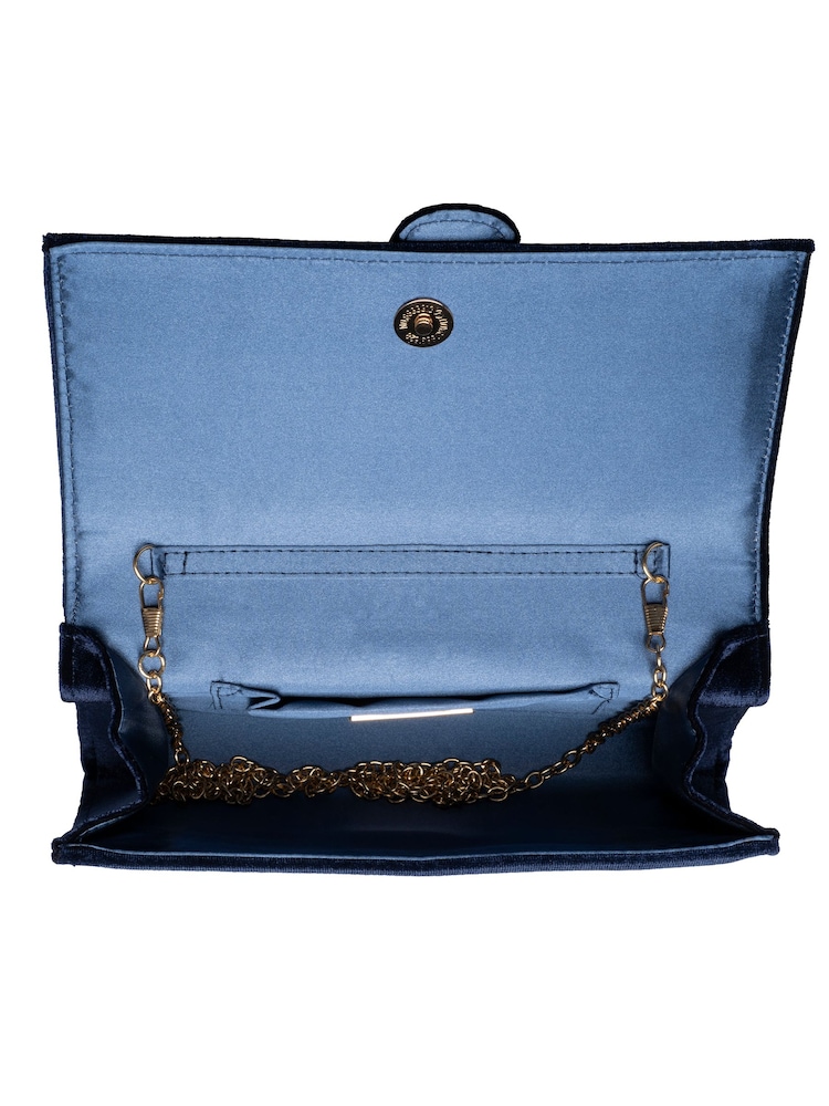 Ravel Blue Clutch Bag with Chain - Image 4 of 4 Ravel Blue Clutch Bag with Chain - Image 4 of 4