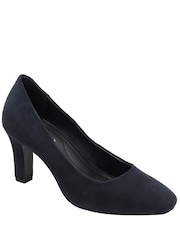 Ravel Blue Suede Block-Heel Court Shoes - Image 1 of 4