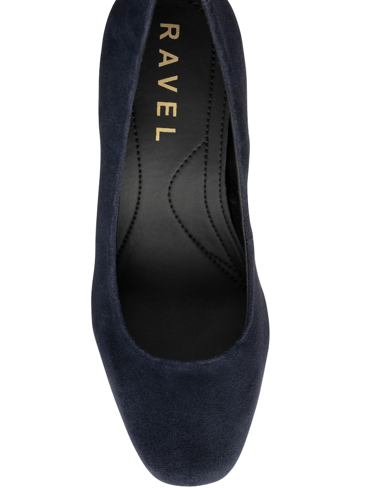 Ravel Blue Suede Block-Heel Court Shoes - Image 4 of 4
