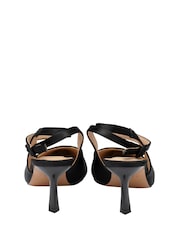 Ravel Black Satin Slingback Court Shoes - Image 3 of 4