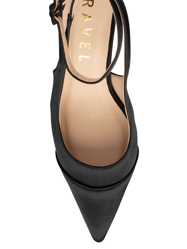 Ravel Black Satin Slingback Court Shoes - Image 4 of 4 Ravel Black Satin Slingback Court Shoes - Image 4 of 4