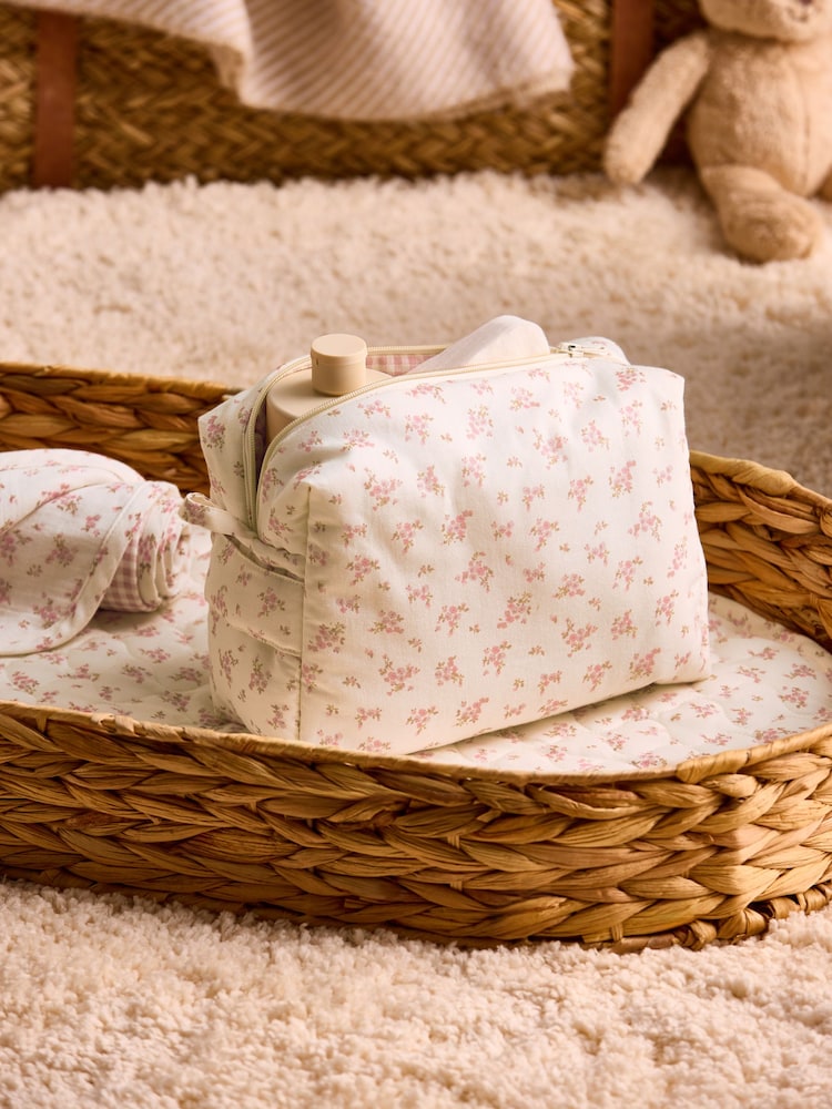 Pink Ditsy Floral Baby Nappy Bag - Image 1 of 7 Pink Ditsy Floral Baby Nappy Bag - Image 1 of 7