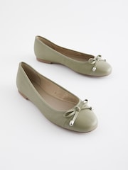 Green Forever Comfort® Round Toe Leather Ballerina Shoes - Image 1 of 5