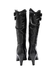 Ravel Black Leather Heeled Knee High Boots - Image 3 of 4