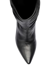 Ravel Black Leather Heeled Knee High Boots - Image 4 of 4