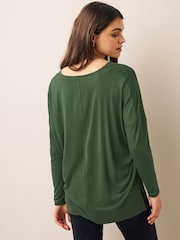 Khaki Green Long Sleeve Tunic Top - Image 2 of 5