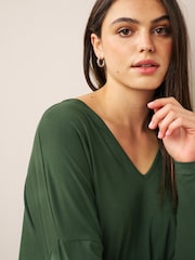 Khaki Green Long Sleeve Tunic Top - Image 3 of 5