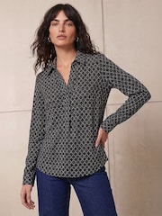 Roman Grey Geometric Puff Print Stretch Shirt - Image 1 of 4
