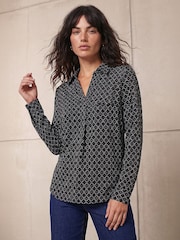 Roman Grey Geometric Puff Print Stretch Shirt - Image 2 of 4