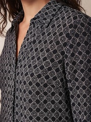 Roman Grey Geometric Puff Print Stretch Shirt - Image 4 of 4
