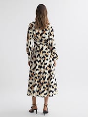 Reiss Black/White Marie Animal Print Midi Dress - Image 4 of 4