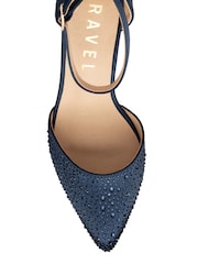 Ravel Blue Satin & Diamante Court Shoes - Image 4 of 4