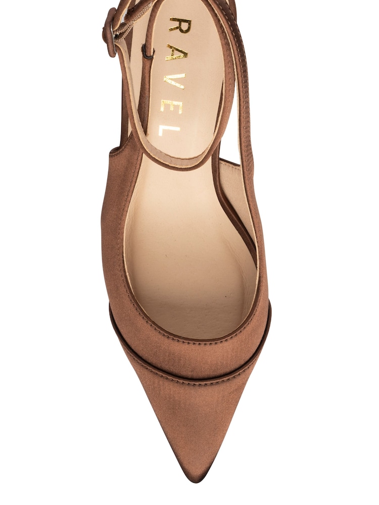 Ravel Brown Satin Slingback Court Shoes - Image 4 of 4 Ravel Brown Satin Slingback Court Shoes - Image 4 of 4