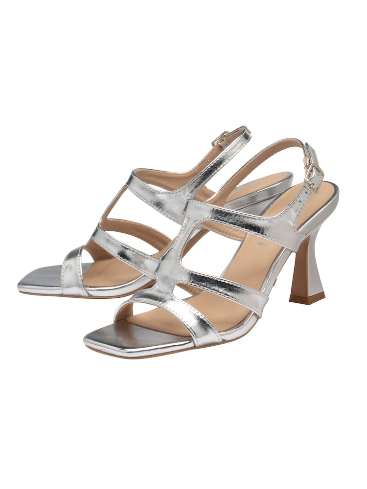 Ravel Silver Strappy Heeled Sandals - Image 2 of 4 Ravel Silver Strappy Heeled Sandals - Image 2 of 4