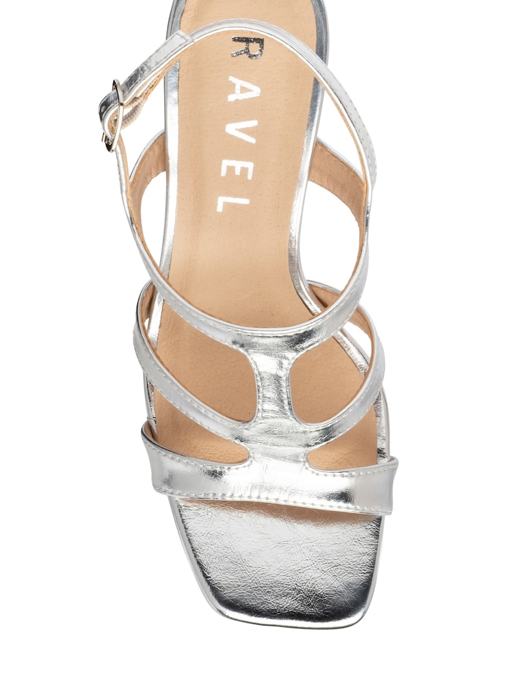Ravel Silver Strappy Heeled Sandals - Image 4 of 4 Ravel Silver Strappy Heeled Sandals - Image 4 of 4