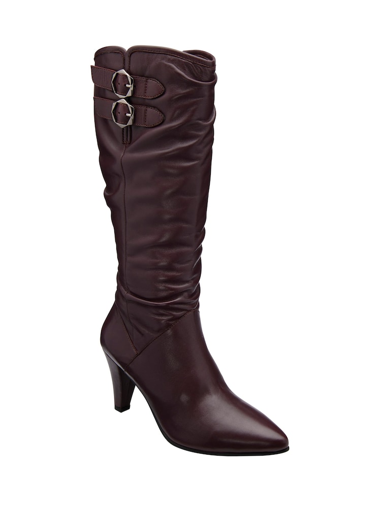 Ravel Red Leather Heeled Knee High Boots - Image 1 of 4 Ravel Red Leather Heeled Knee High Boots - Image 1 of 4