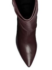 Ravel Red Leather Heeled Knee High Boots - Image 4 of 4