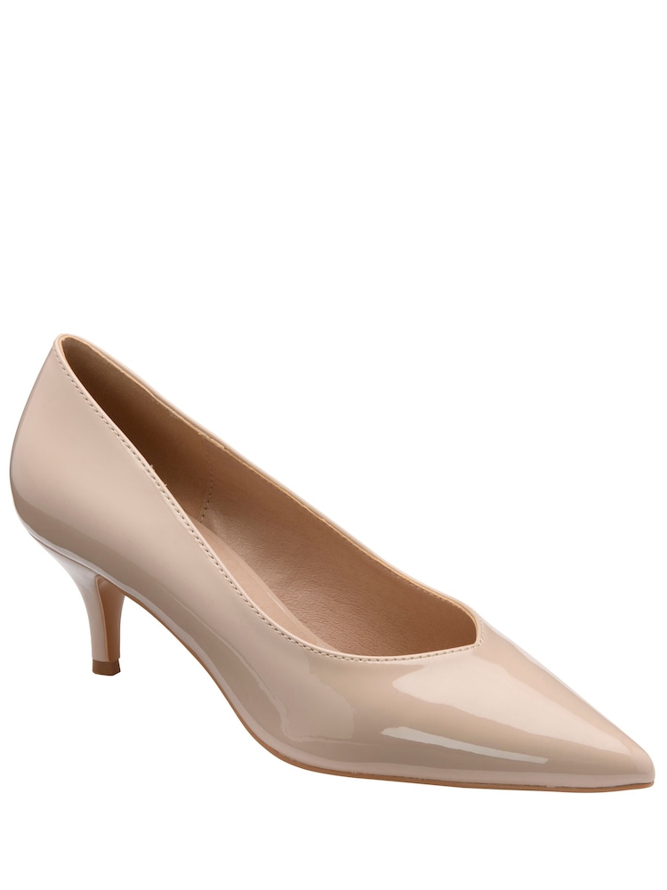 Ravel Nude Patent Kitten-Heel Court Shoes - Image 1 of 4 Ravel Nude Patent Kitten-Heel Court Shoes - Image 1 of 4