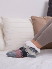 Totes Multi Ladies Crop Chenille Knitted Slipper Socks - Image 1 of 5