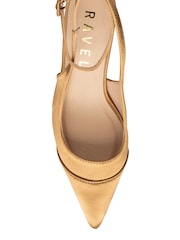 Ravel Gold Satin Slingback Court Shoes - Image 4 of 4