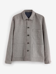 Brown Textured Linen Blend Chore Jacket - Image 5 of 10