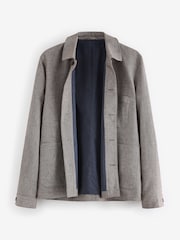 Brown Textured Linen Blend Chore Jacket - Image 6 of 10