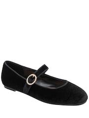 Ravel Black Velvet Flat Shoes - Image 1 of 4