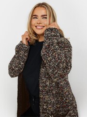 Yours Curve Black Luxury Textured Cardigan Hooded Jacket - Image 4 of 5