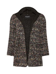 Yours Curve Black Luxury Textured Cardigan Hooded Jacket - Image 5 of 5