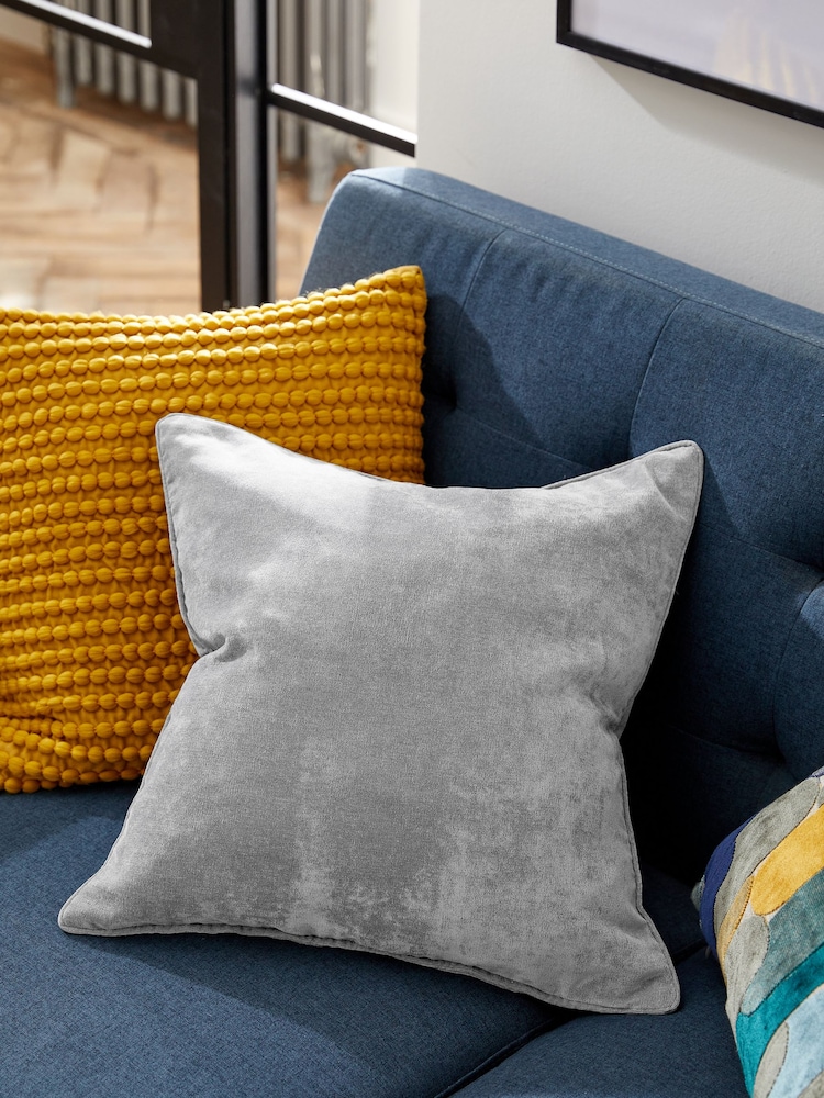 Mid Grey 59 x 59cm Soft Velour Cushion - Image 1 of 6