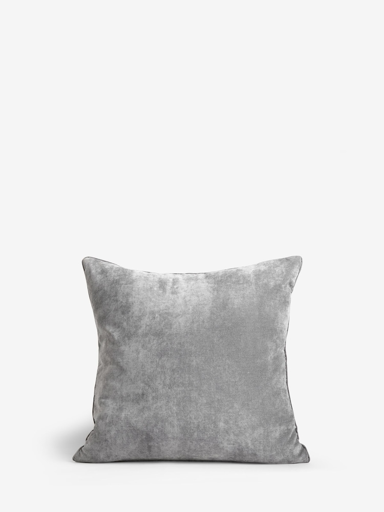 Mid Grey 59 x 59cm Soft Velour Cushion - Image 5 of 6