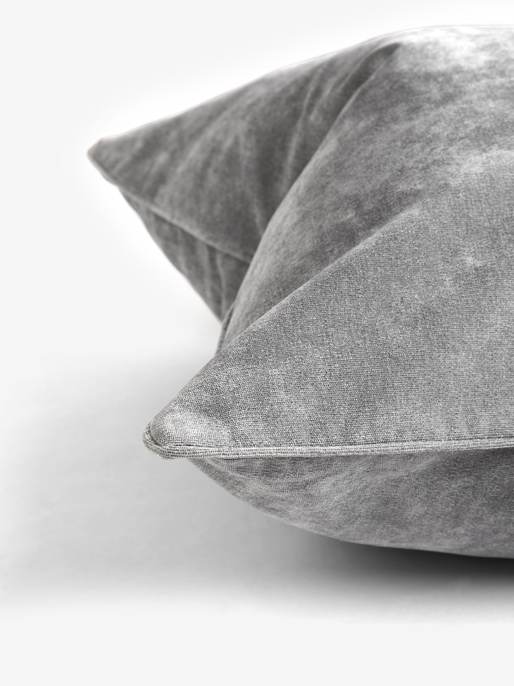 Mid Grey 59 x 59cm Soft Velour Cushion - Image 6 of 6