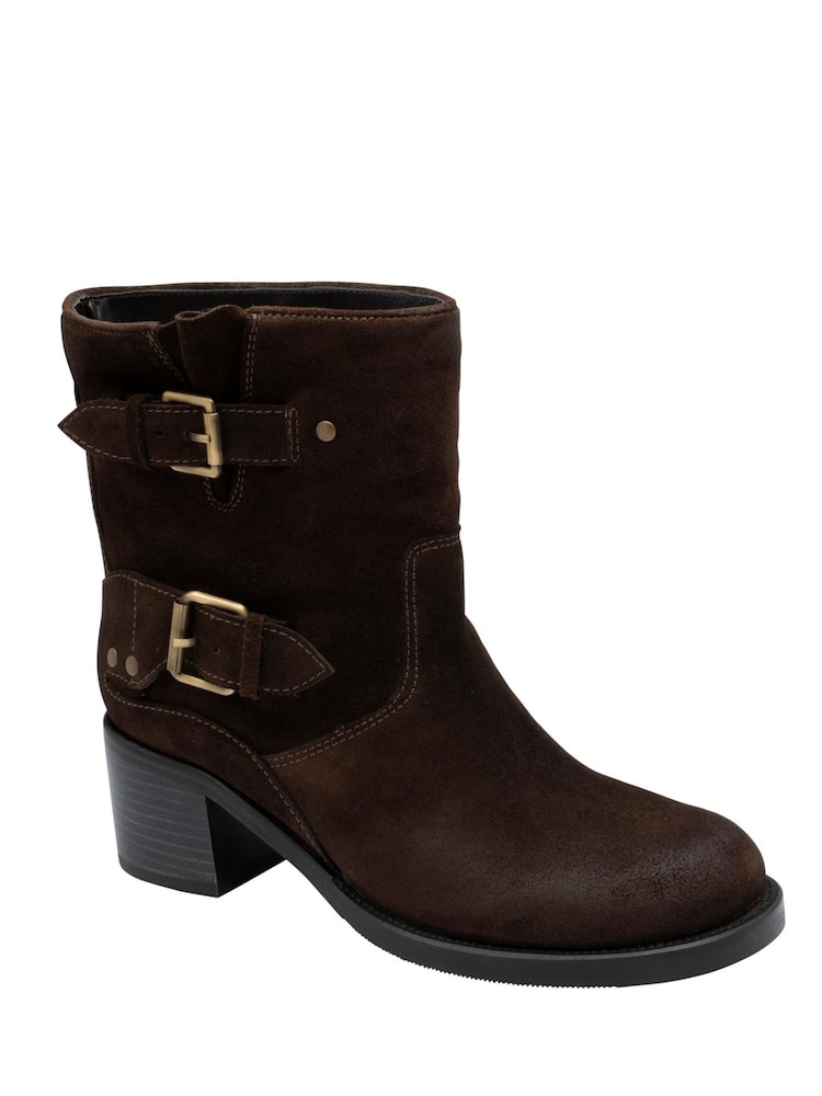 Ravel Brown Suede Zip-Up Ankle Boots - Image 1 of 4 Ravel Brown Suede Zip-Up Ankle Boots - Image 1 of 4