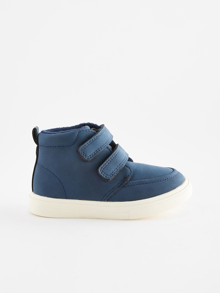 Navy Blue With Off White Sole Wide Fit (G) Warm Lined Touch Fastening Boots - Image 2 of 5