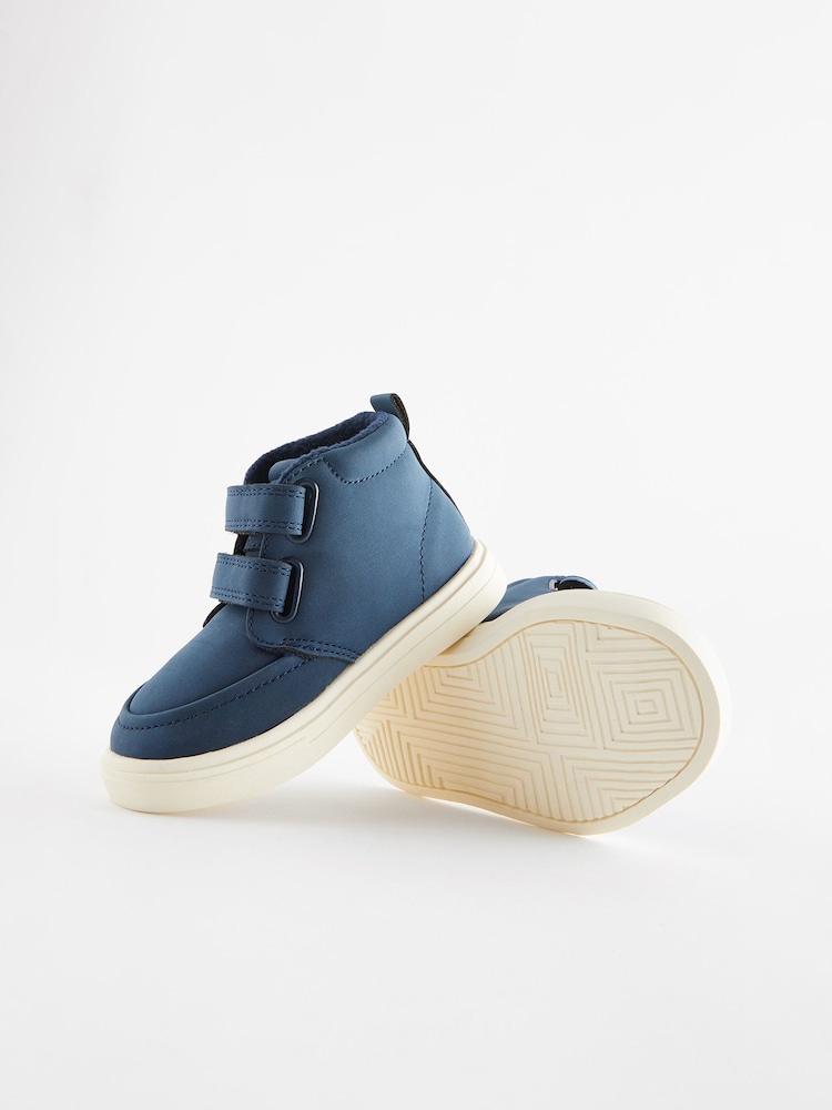 Navy Blue With Off White Sole Wide Fit (G) Warm Lined Touch Fastening Boots - Image 4 of 5