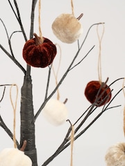 Scottish Everlastings Ltd Brown Hanging Velvet Pumpkins Set - Image 3 of 3