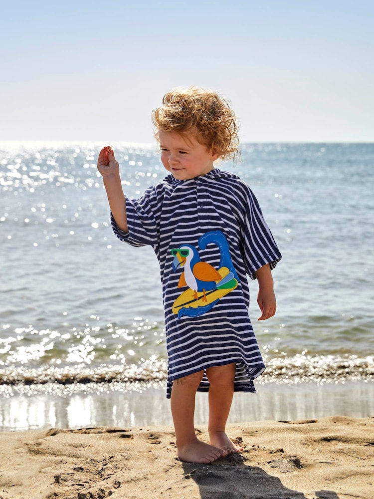 JoJo Maman Bébé Blue Toucan Towelling Hooded Poncho - Image 1 of 6