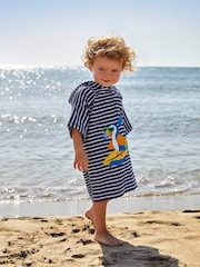 JoJo Maman Bébé Blue Toucan Towelling Hooded Poncho - Image 3 of 6