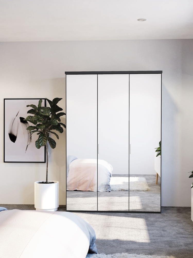 Wiemann Peyton Graphite Mirror Semi Fitted Triple Wardrobe - Image 1 of 6