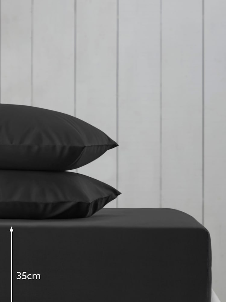Black Cotton Rich Deep Fitted Sheet - Image 2 of 2