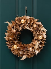 Scottish Everlastings Ltd Gold Wood Shave Wreath - Image 1 of 3