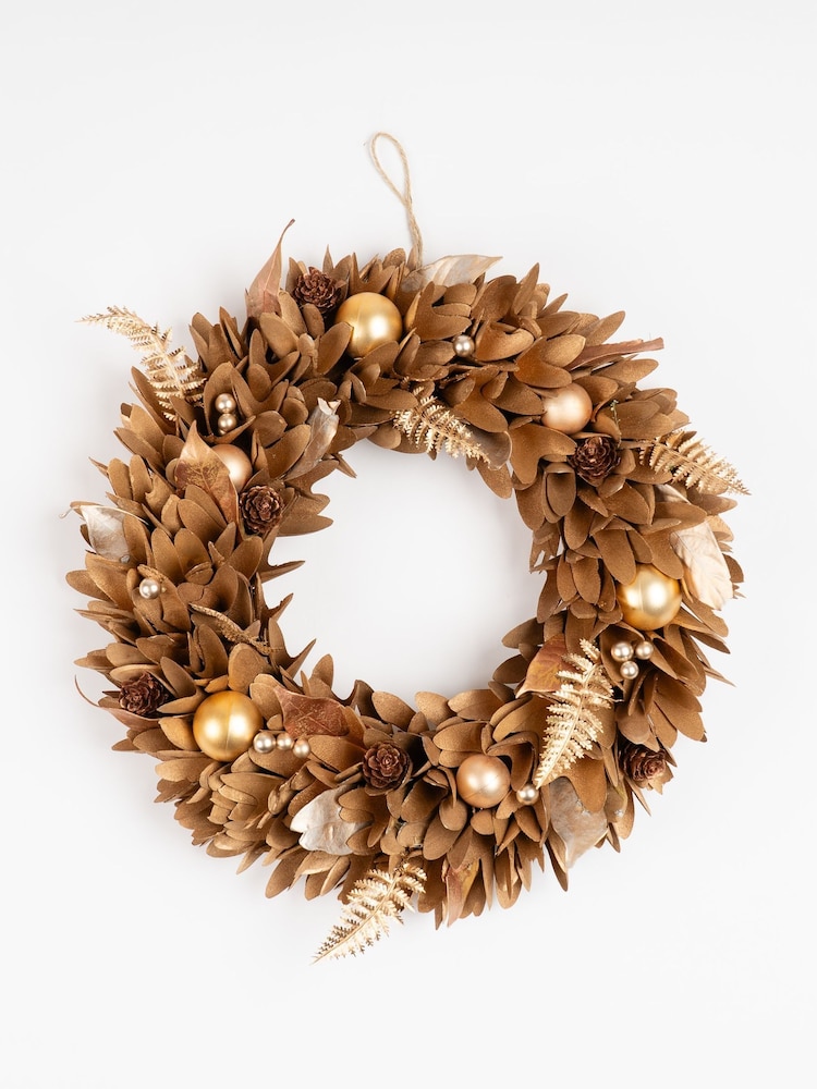 Scottish Everlastings Ltd Gold Wood Shave Wreath - Image 2 of 3 Scottish Everlastings Ltd Gold Wood Shave Wreath - Image 2 of 3