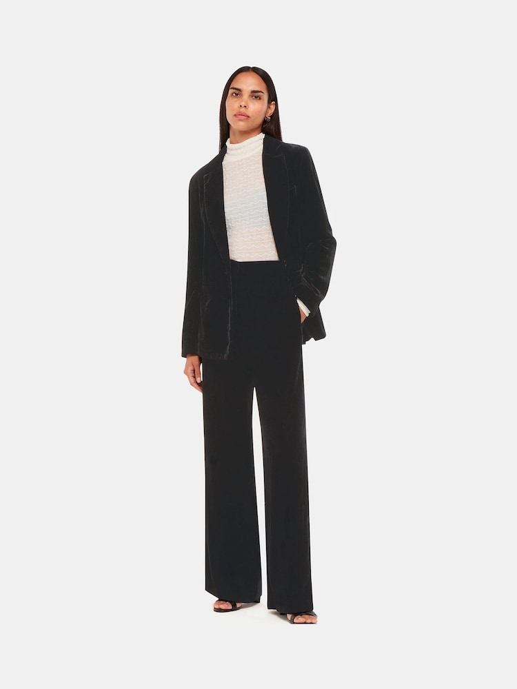 Whistles Full Length Velvet Black Trousers - Image 1 of 5