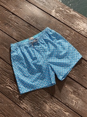 Turquoise Mini Fish Printed Swim Shorts - Image 6 of 11