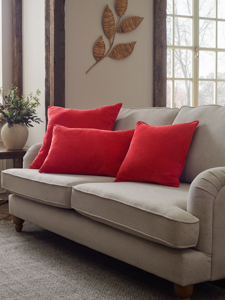 Red 59 x 59cm Soft Velour Cushion - Image 2 of 5